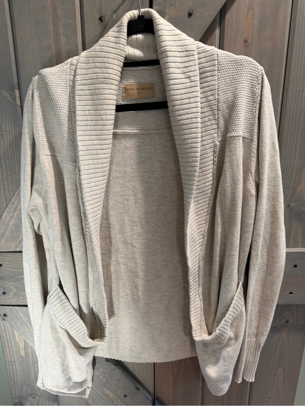 Weston Jon Boucher Hemingway Men’s Medium Oat Cotton Open Cardigan Sweater - Picture 3 of 10